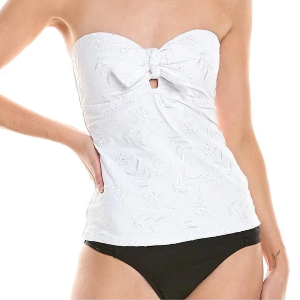 Tommy Bahama Eyelet Hideaway Tie Bandini White Tankini Swim Top Size XS - Picture 1 of 8